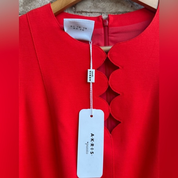 NWT Akris Punto Rosso Forte Vibrant Red Midi Dress Size 6 - Picture 11 of 13